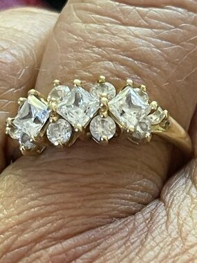 QVC Gold Ring with Clear CZ Gemstones - Women Jewelry sz 9